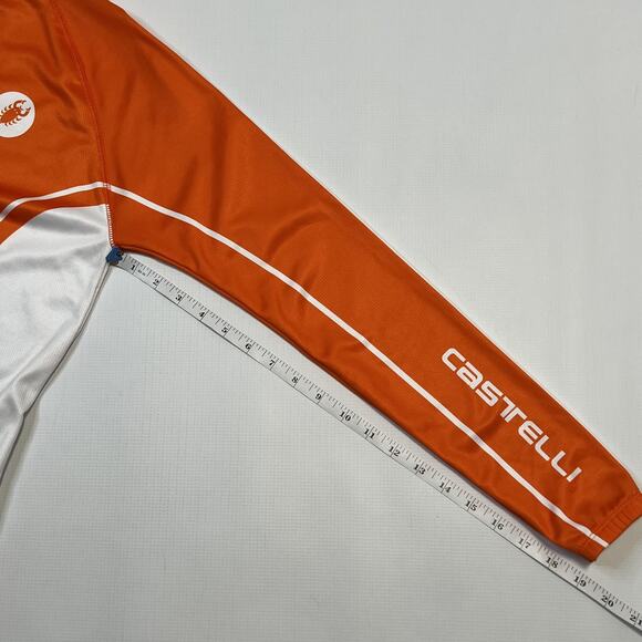 Castelli Cycling Jersey Long Sleeve Medium Orange White Polyester Road Bike Top - Picture 8 of 9